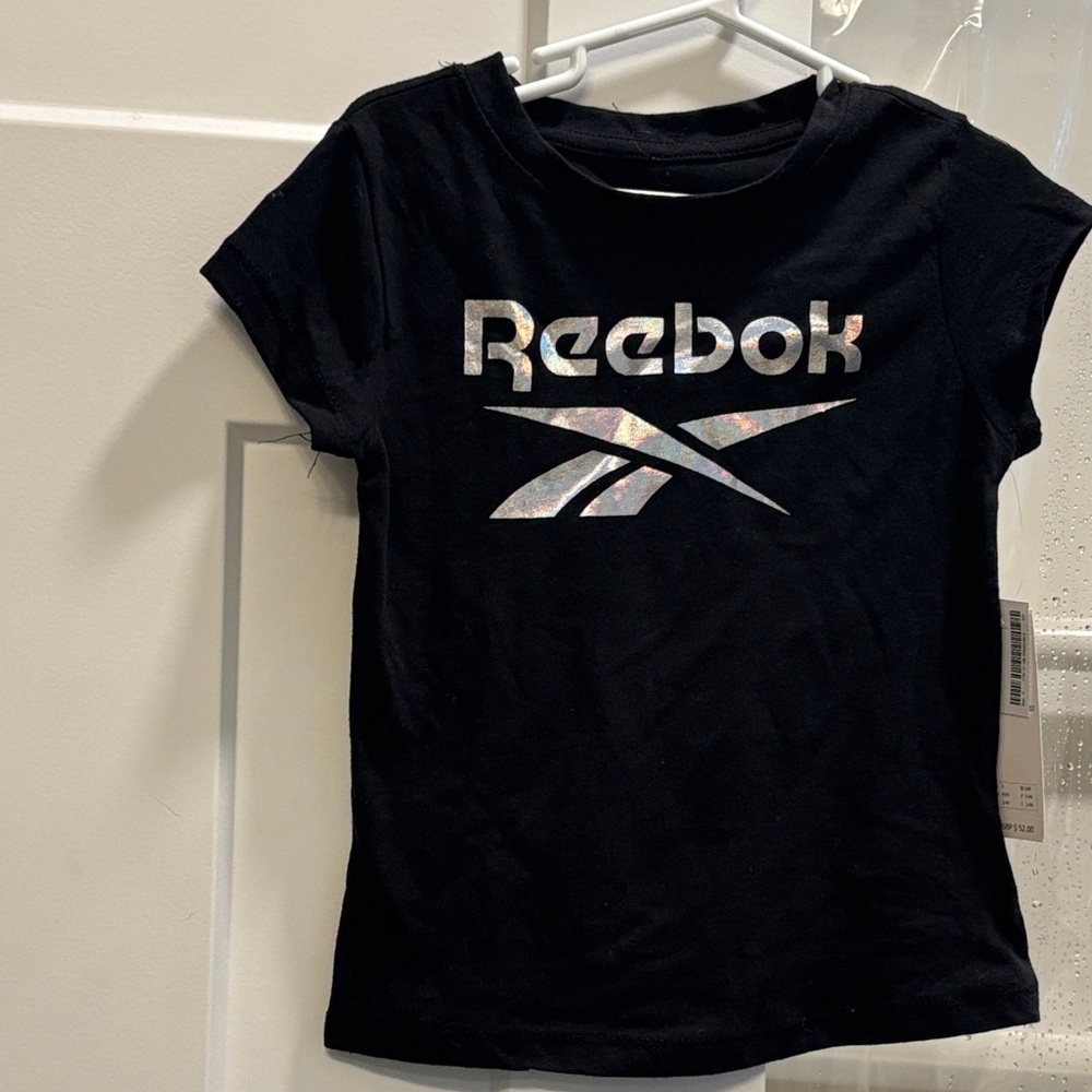 Reebok Kids Black Tee with Silver Logo